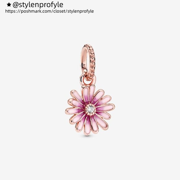 Pandora Daisy 14k rose gold-plated dangle with clear cubic zirconia and shaded p - Picture 1 of 6